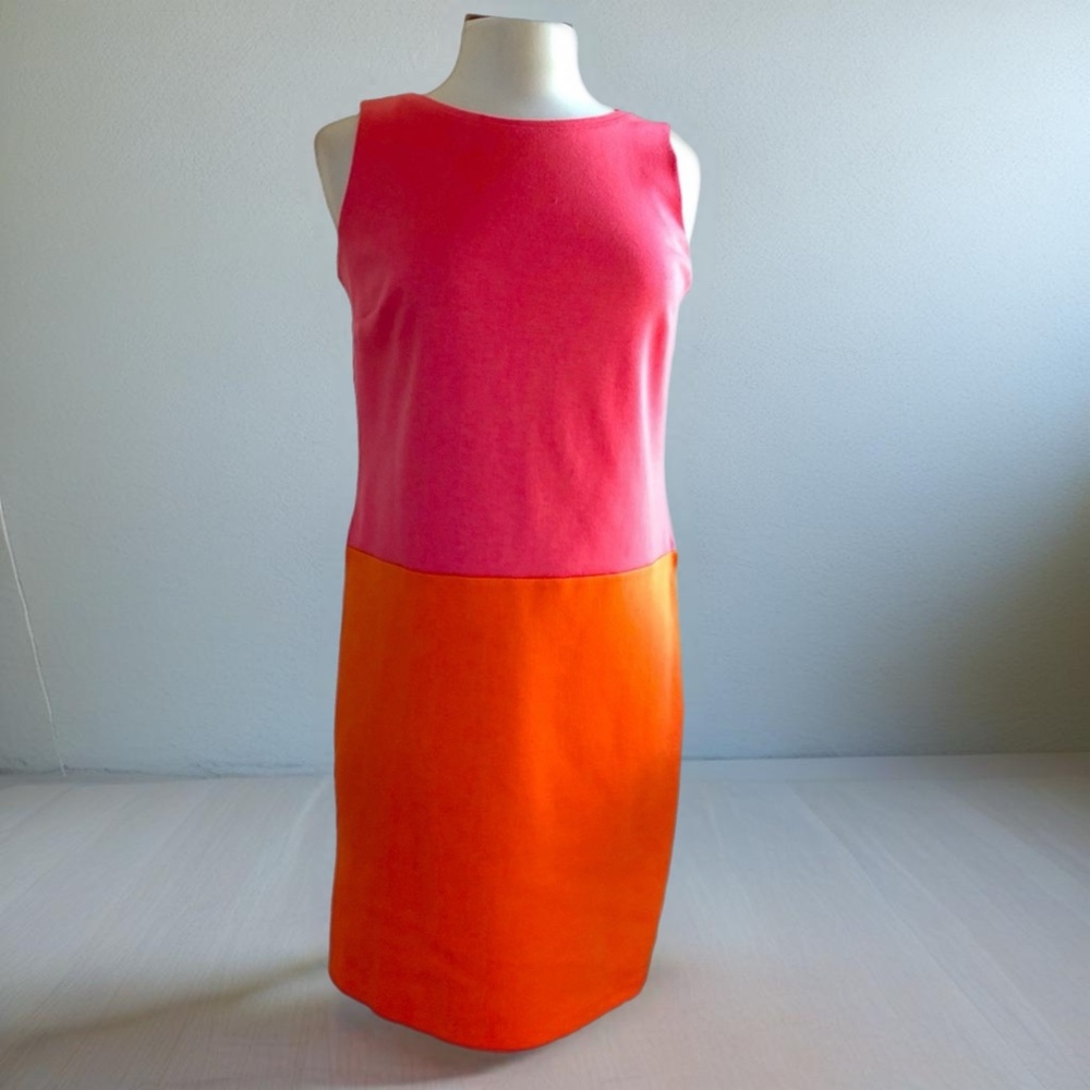 Tommy Hilfiger color block orange/pink knit sheath dress Measurements on photo M
